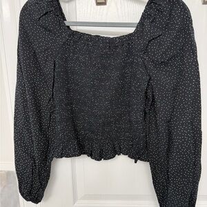 Black Polka Dot Women's Top